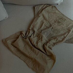 100% cotton true vintage Embroidered Boho Tunic Top in Light tan cottagecore y2k